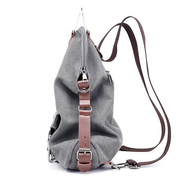 Dame Multifunksjonell Casual Messenger Bag Canvas Ryggsekk