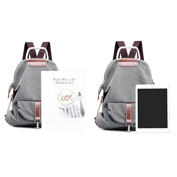 Dame Multifunksjonell Casual Messenger Bag Canvas Ryggsekk