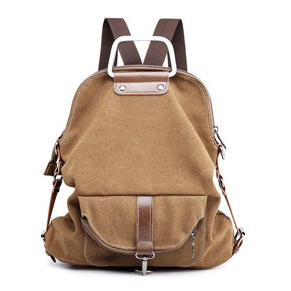 Dame Multifunksjonell Casual Messenger Bag Canvas Ryggsekk