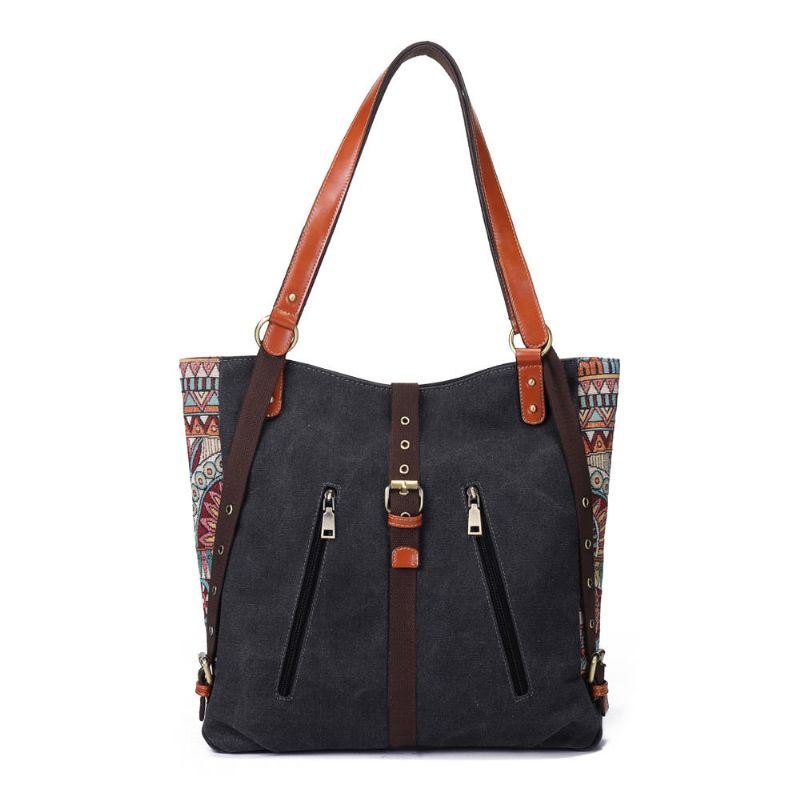 Dame National Canvas Handbag Skulderveske Ryggsekk