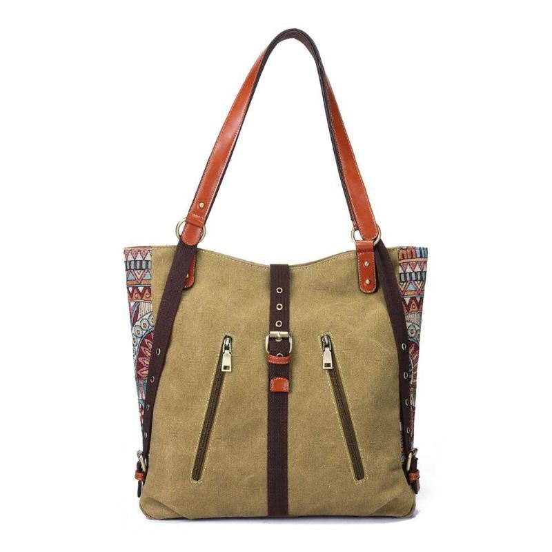 Dame National Canvas Handbag Skulderveske Ryggsekk