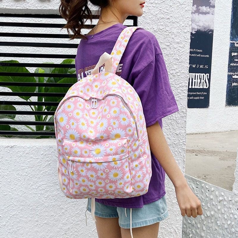 Dame Nylon Daisy Casual Campus Ryggsekk Skoleveske