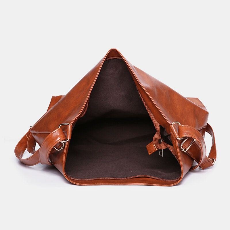 Dame Oljevoks Skinn Ryggsekk Med Stor Kapasitet Skulderveske Crossbody Veske Bleiveske Hobo Bag Hobo Bag