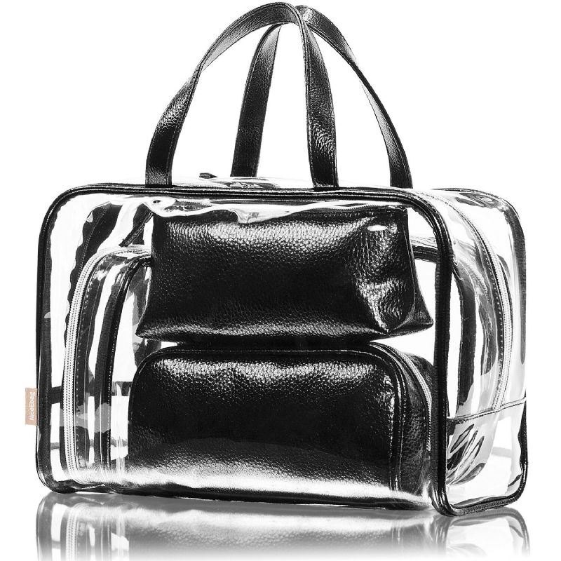 Dame Transparent Clear Jelly Patchwork Pvc Beach Bag Ryggsekk Håndveske