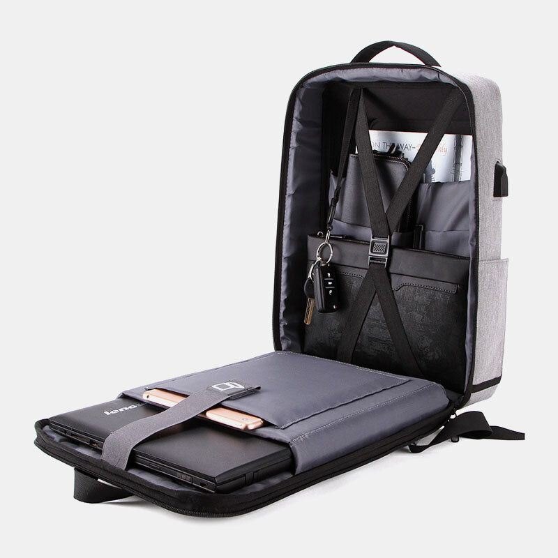 Herre Oxford Cloth Stor Kapasitet Vanntett Usb Lading 16 Tommers Bærbar Veske Tyverisikring Business Outdoor Handbag Ryggsekk