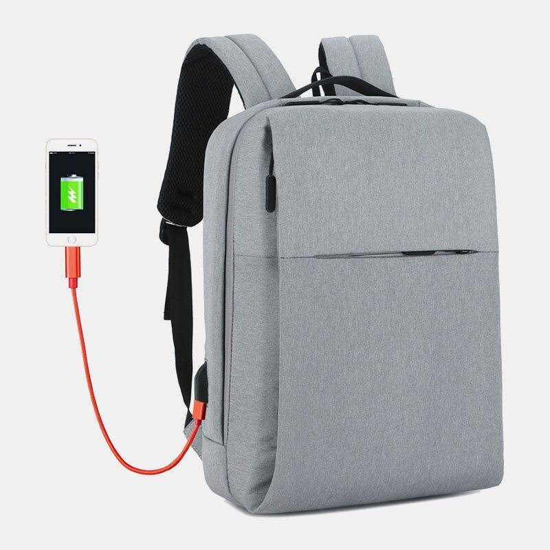 Herre Polyester Usb Lading Stor Kapasitet Business Laptop Bag Ryggsekk