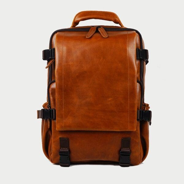 Men Solid Casual Multifunksjon Laptop Flap Ryggsekk