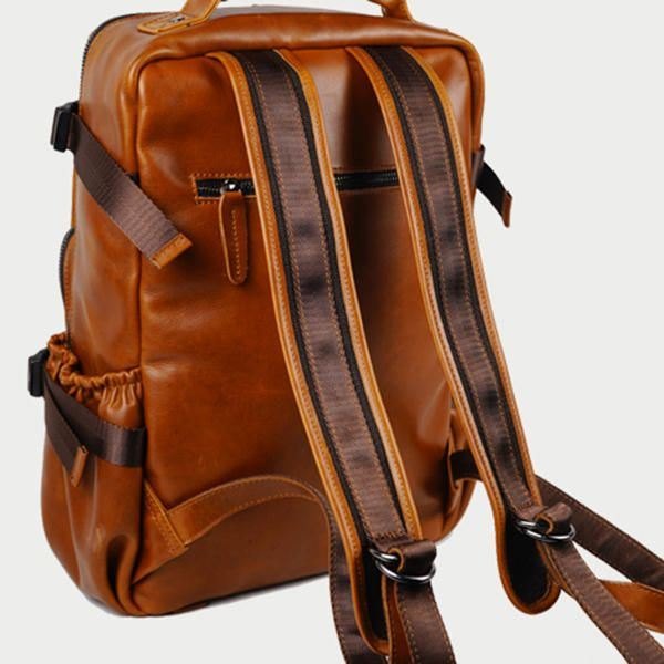 Men Solid Casual Multifunksjon Laptop Flap Ryggsekk