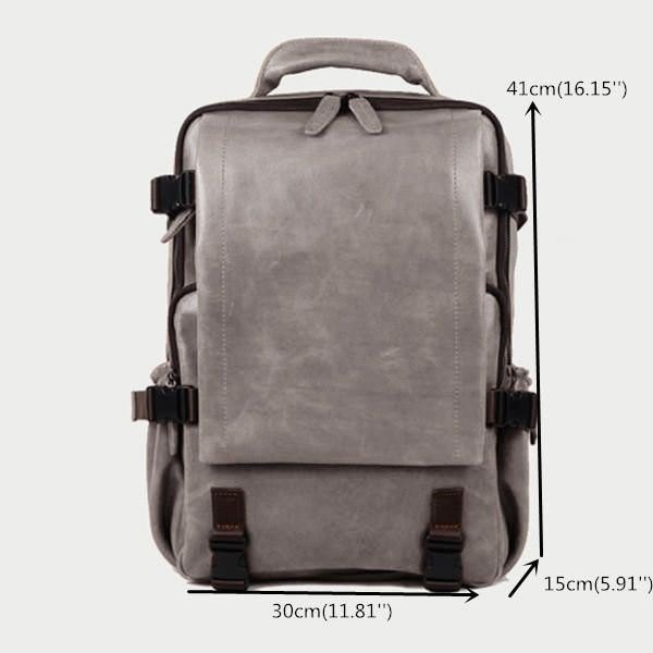 Men Solid Casual Multifunksjon Laptop Flap Ryggsekk