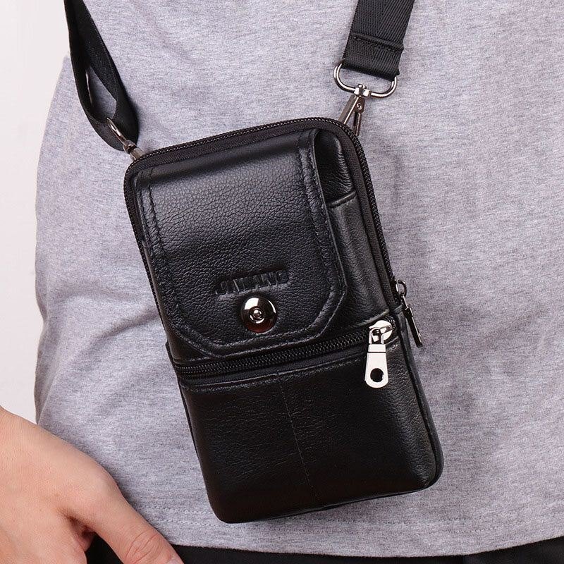 Belteveske I Ekte Skinn For Herre Crossbody-veske 6-tommers Telefonveske Midjeveske Belteveske