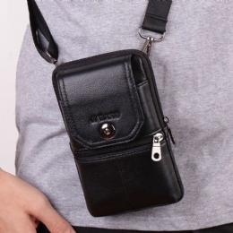 Belteveske I Ekte Skinn For Herre Crossbody-veske 6-tommers Telefonveske Midjeveske Belteveske