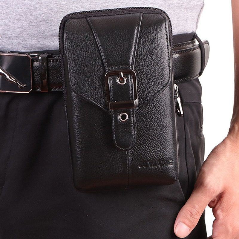 Belteveske I Ekte Skinn For Herre Crossbody-veske 6-tommers Telefonveske Midjeveske Belteveske