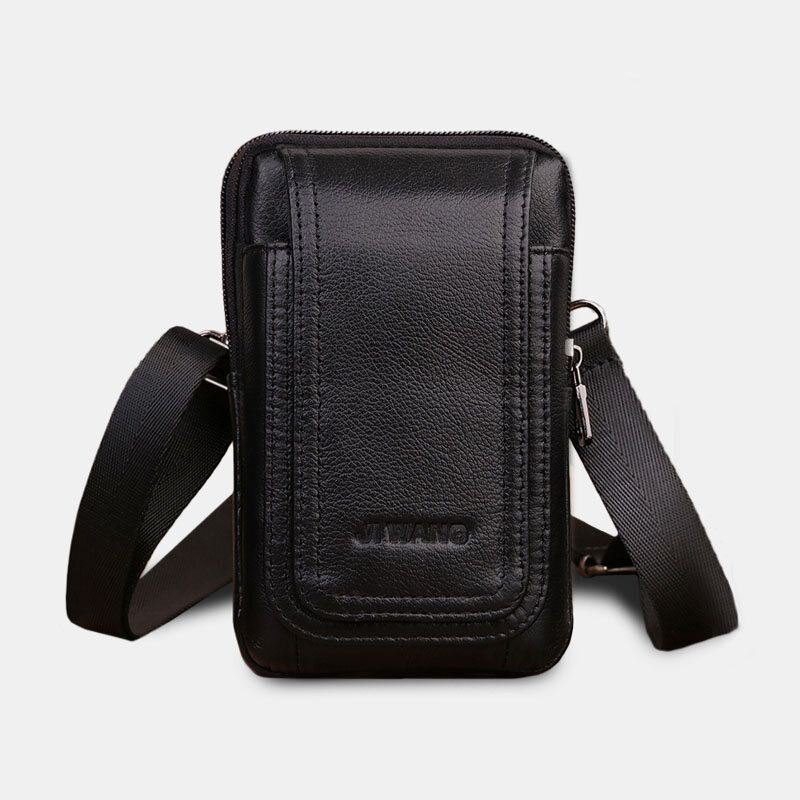 Belteveske I Ekte Skinn For Herre Crossbody-veske 6-tommers Telefonveske Midjeveske Belteveske