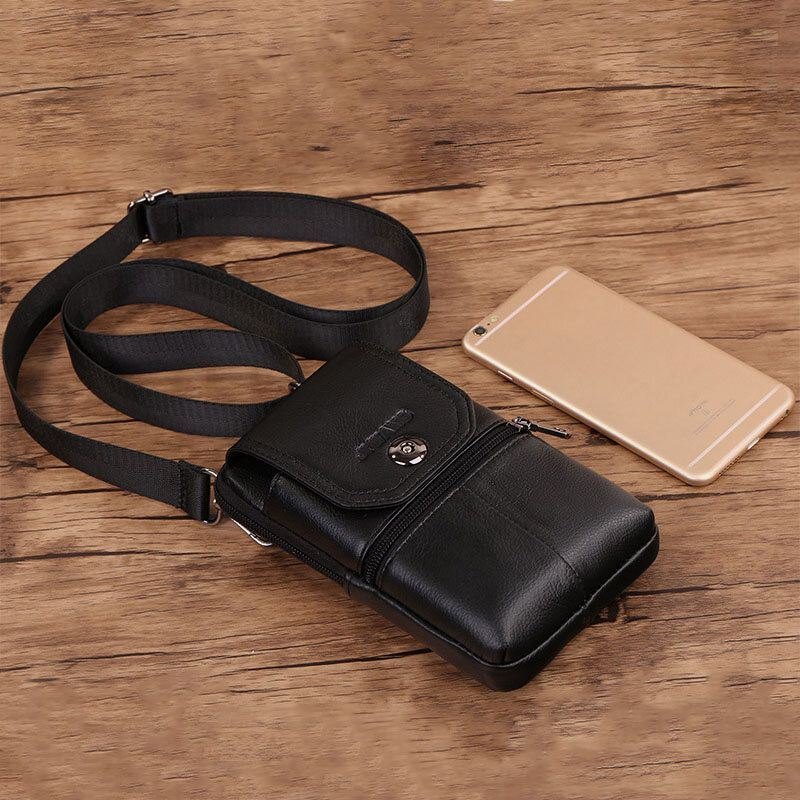 Belteveske I Ekte Skinn For Herre Crossbody-veske 6-tommers Telefonveske Midjeveske Belteveske