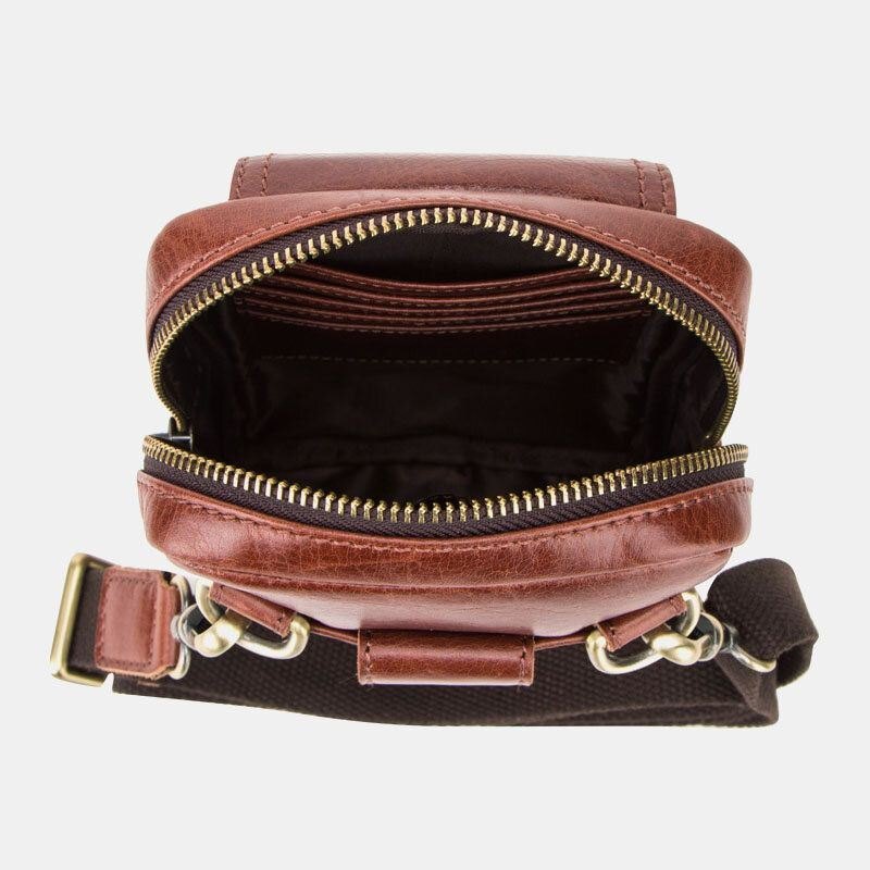 Ekte Skinn For Herre Retro Mote 5.8 Tommers Telefonveske Multi-bære Crossbody Bag Midjeveske