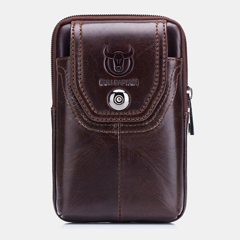 Herre Ekte Skinn 5.5 Tommer Telefonveske Midjeveske Business Bag