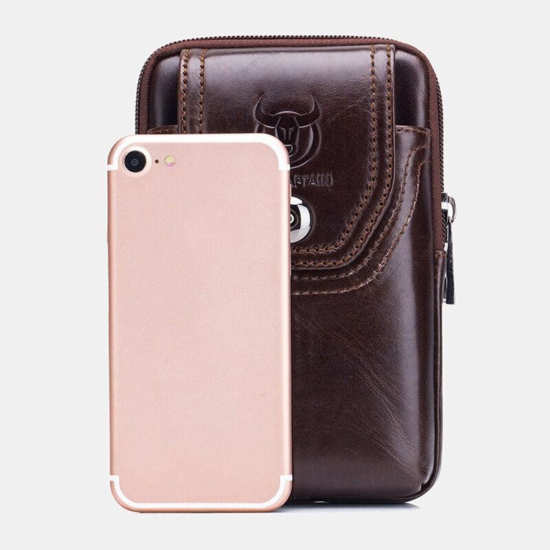 Herre Ekte Skinn 5.5 Tommer Telefonveske Midjeveske Business Bag