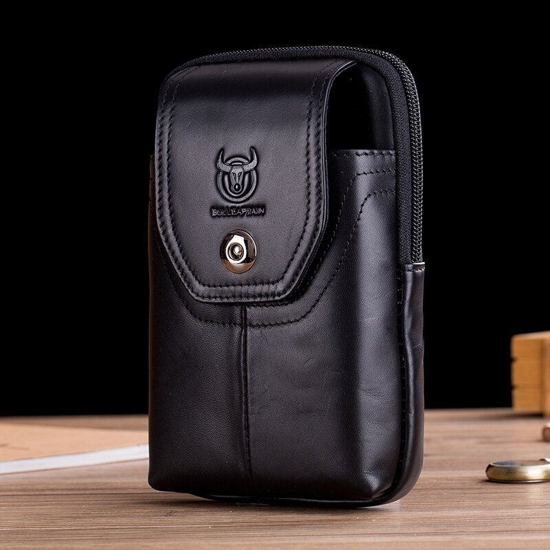 Herre Ekte Skinn 5.5 Tommer Telefonveske Midjeveske Business Bag