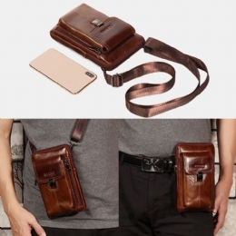 Herre Ekte Skinn 6.5 Tommers Telefonveskeholder Belteveske Midjeveske Crossbody-veske Skulderveske