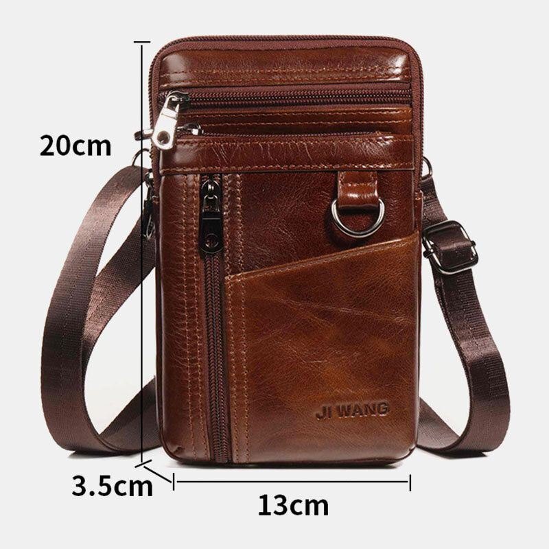 Herre Ekte Skinn 6.5 Tommers Telefonveskeholder Belteveske Midjeveske Crossbody-veske Skulderveske