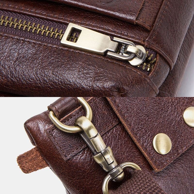 Herre Ekte Skinn Retro Uformelt Utendørs Multi-bære Telefonveske Crossbody Bag Midjeveske For 5.8 Tommers Telefon