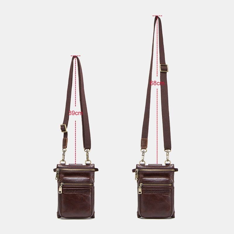 Herre Ekte Skinn Retro Uformelt Utendørs Multi-bære Telefonveske Crossbody Bag Midjeveske For 5.8 Tommers Telefon