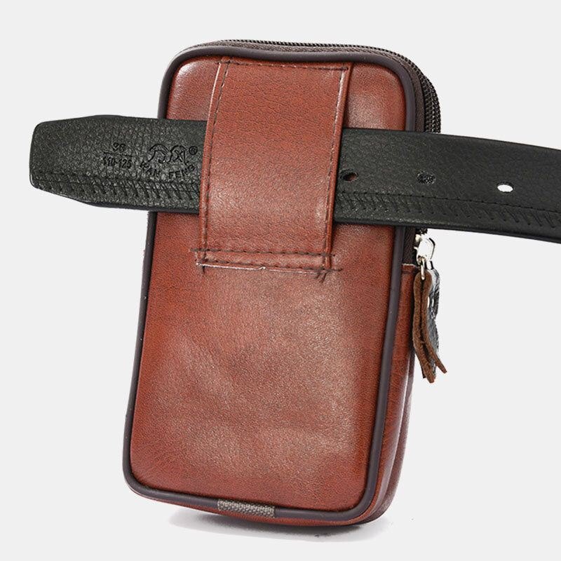 Herre Pu Leather Multifunction Casual 6.3 Tommers Telefonveske Midjeveske Sling Bag