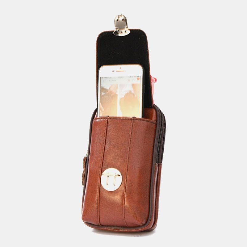 Herre Pu Leather Multifunction Casual 6.3 Tommers Telefonveske Midjeveske Sling Bag