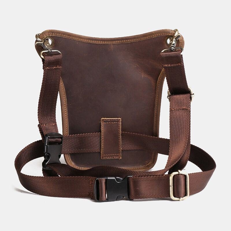 Herre Retro Ekte Skinn Multi-lomme Midjeveske Outdoor Sport 6.5 Tommers Telefonveske Glidelås Crossbody-vesker Skulderveske