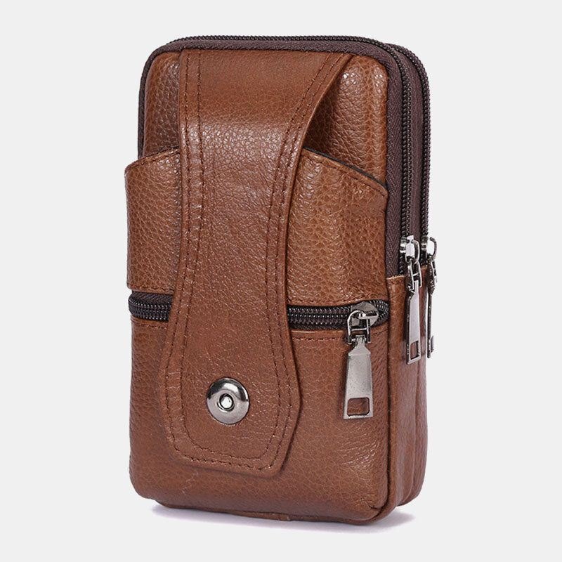 Herre Slitesterk Klaff Magnetisk Knappdesign Midjeveske Pustende Smakløs Belteveske 6.5 Tommers Telefonveske Crossbody-vesker Med Skulderstropp