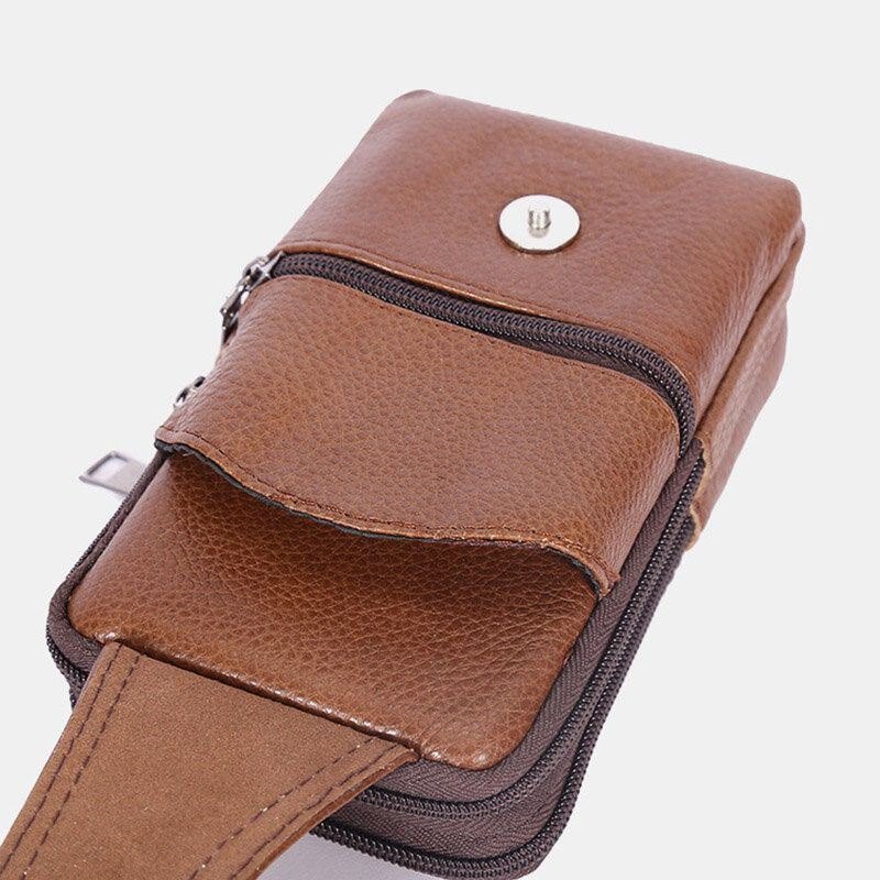 Herre Slitesterk Klaff Magnetisk Knappdesign Midjeveske Pustende Smakløs Belteveske 6.5 Tommers Telefonveske Crossbody-vesker Med Skulderstropp