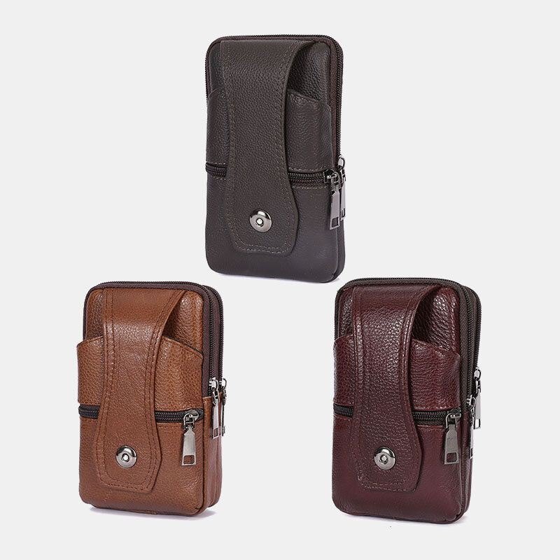 Herre Slitesterk Klaff Magnetisk Knappdesign Midjeveske Pustende Smakløs Belteveske 6.5 Tommers Telefonveske Crossbody-vesker Med Skulderstropp