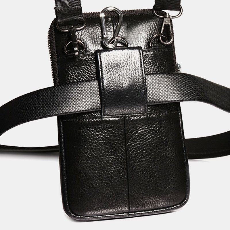 Belteveske I Ekte Skinn For Herre Casual Crossbody-veske Skulderveske