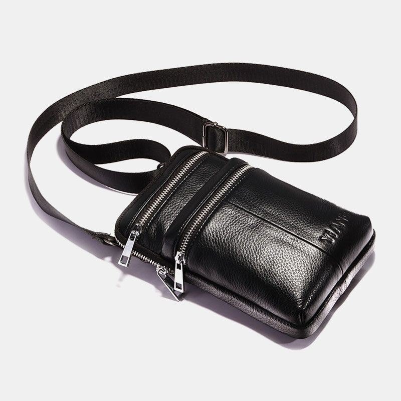 Belteveske I Ekte Skinn For Herre Casual Crossbody-veske Skulderveske