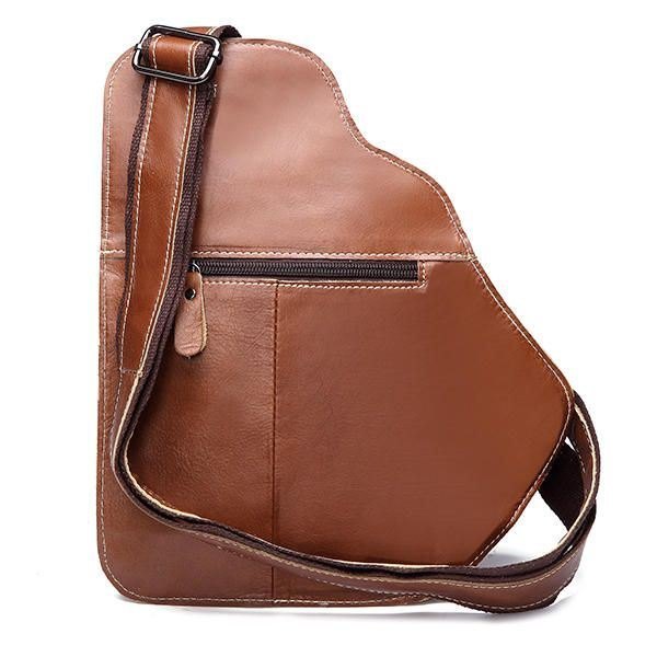 Bullcaptain® Herre Slyngeveske I Ekte Skinn Business Casual Utendørs Bryst Crossbody Bag For Ipad Mini