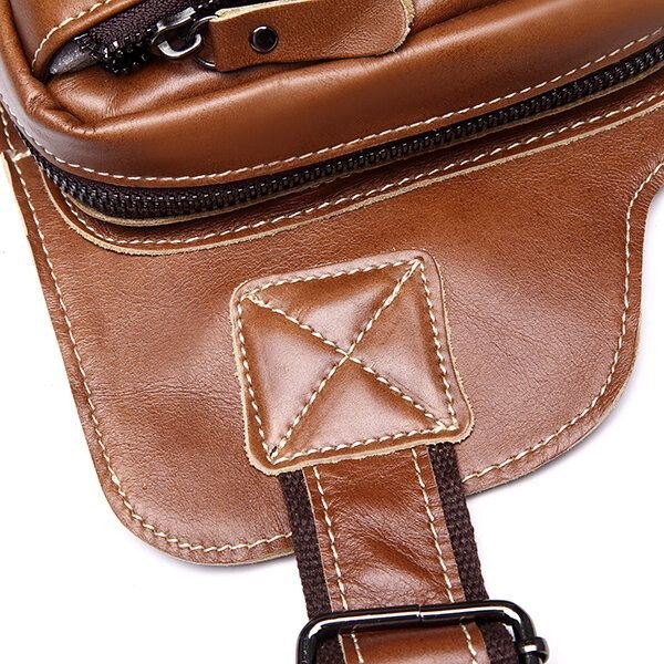 Bullcaptain® Herre Slyngeveske I Ekte Skinn Business Casual Utendørs Bryst Crossbody Bag For Ipad Mini