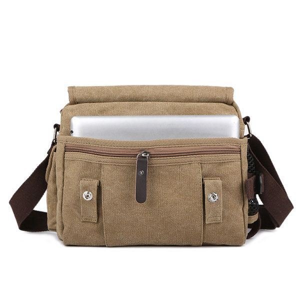 Canvas Utendørs Reise Fritid Skulder Herre Dame Retro Kapasitet Crossbody Bag