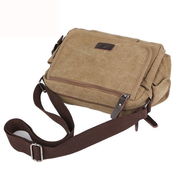 Canvas Utendørs Reise Fritid Skulder Herre Dame Retro Kapasitet Crossbody Bag