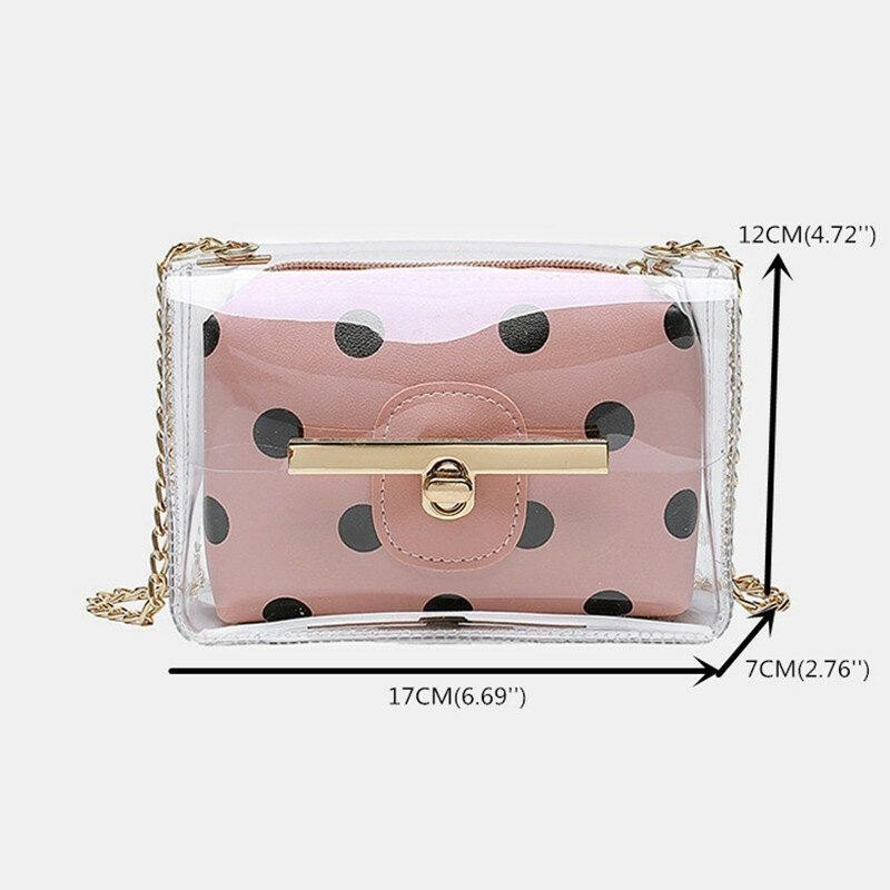 Dame 2stk Dot Chains Pvc Crossbody Bag