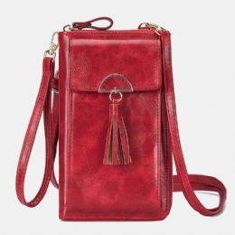 Dame Anti-tyveri Multifunksjon Dusk Dekor Crossbody Bag Multi-kortspor Lommebok Clutch Veske Telefonveske