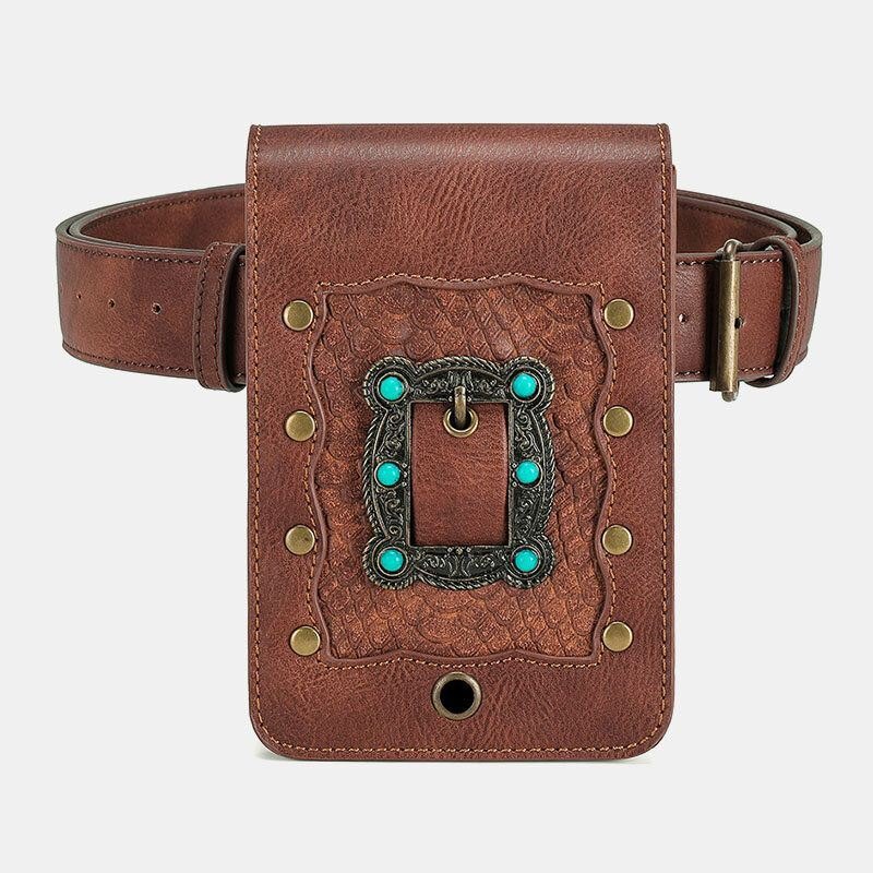 Dame Avtakbar Skulderstropp Maskinvare Nagler Dekor Slangemønster Klaff Magnetisk Lås Design Crossbody Bag Midjeveske