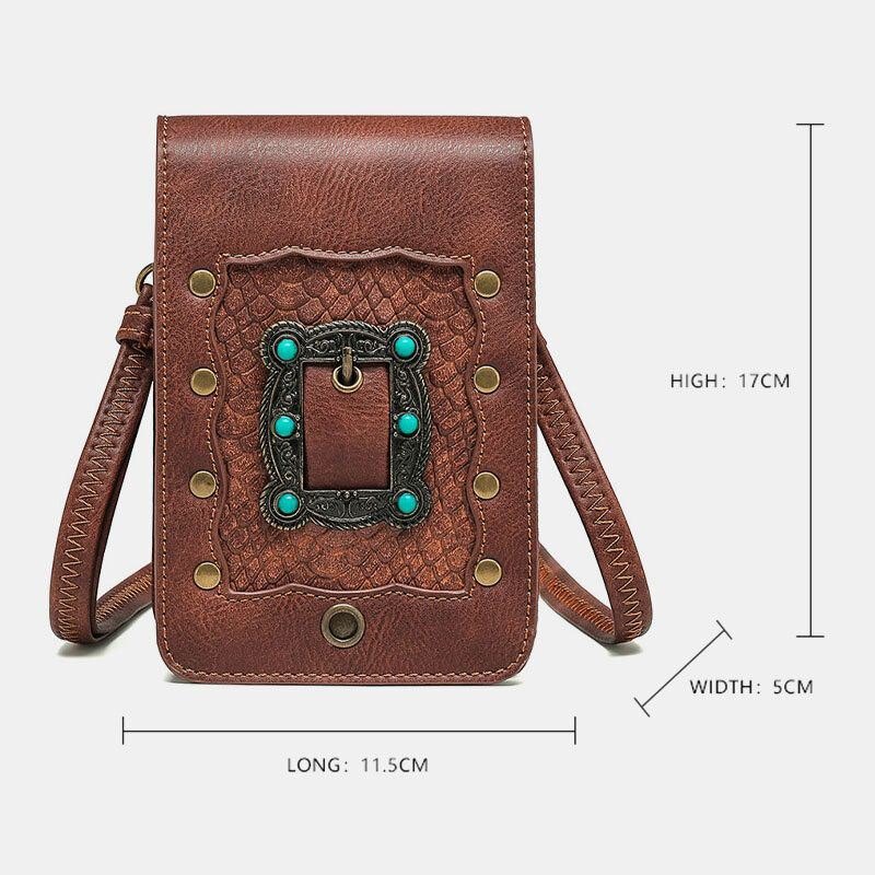 Dame Avtakbar Skulderstropp Maskinvare Nagler Dekor Slangemønster Klaff Magnetisk Lås Design Crossbody Bag Midjeveske