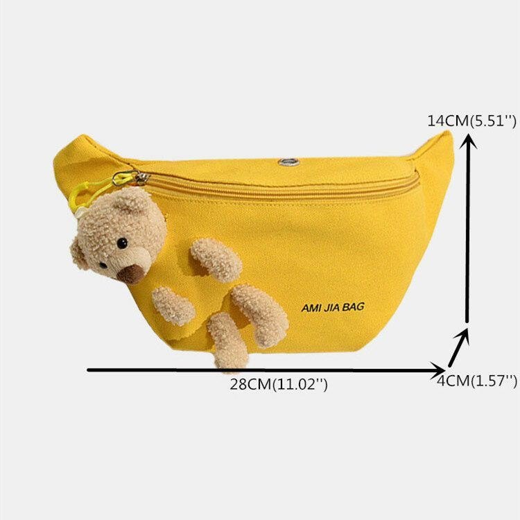 Dame Bear Doll Solid Øretelefon Søt Crossbody Bag Bryst Bag Sling Bag