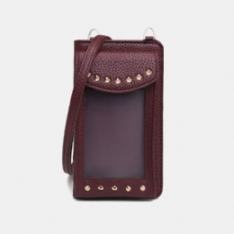 Dame Berøringsskjerm 6.3 Tommers Telefonholder 10 Kortspor Nagle Crossbody-veske Lommebok