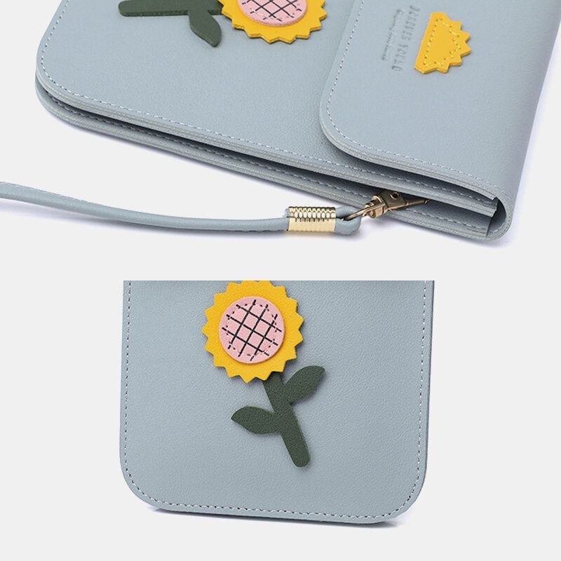 Dame Casual Flower Printed 6.3-tommers Telefonveske Mini Skulderveske Crossbody-veske