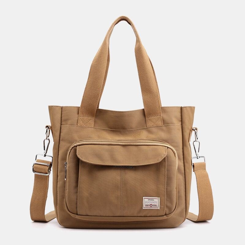 Dame Casual Lett Veske Solid Håndveske Med Stor Kapasitet Crossbody-veske