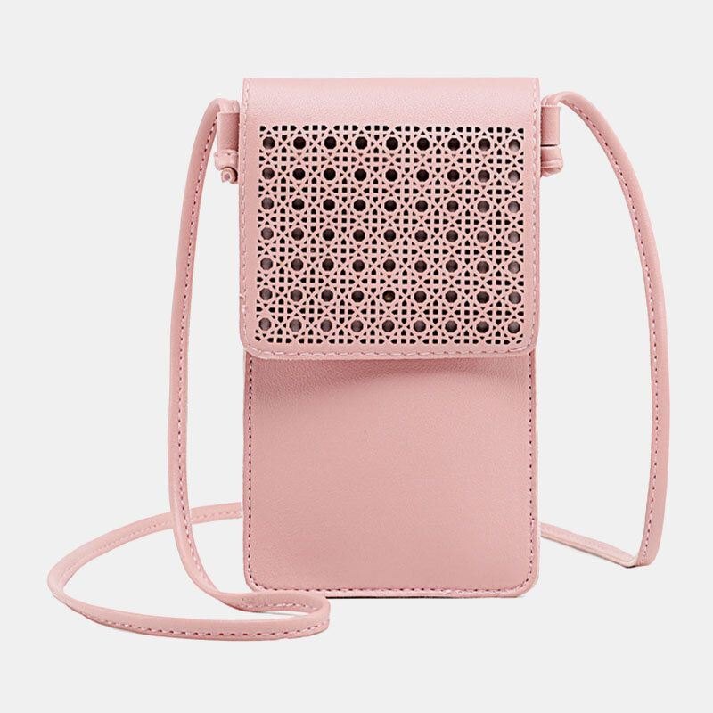 Dame Casual Solid Hollow Out Berøringsskjerm 6.3 Tommers Telefonveske Skulderveske Crossbody-veske