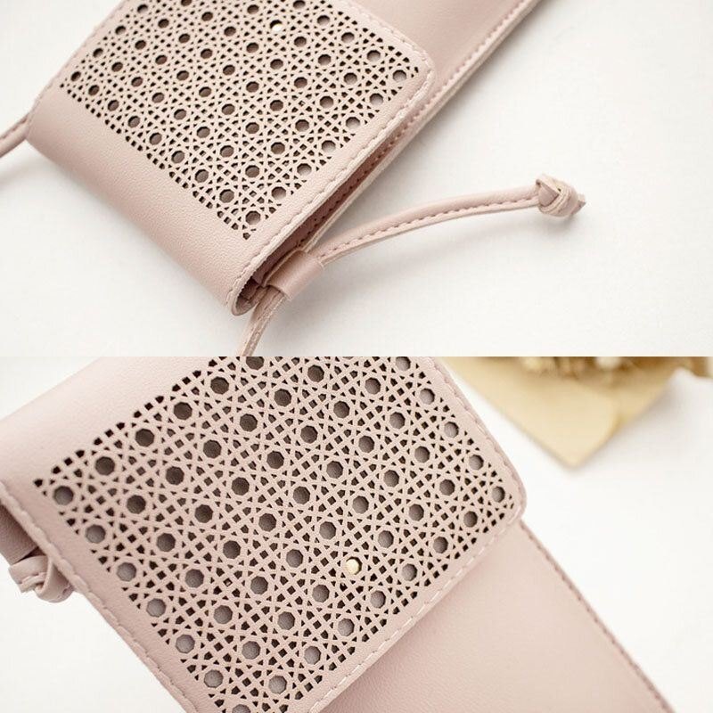 Dame Casual Solid Hollow Out Berøringsskjerm 6.3 Tommers Telefonveske Skulderveske Crossbody-veske