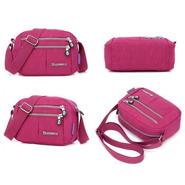 Dame Crossbody-veske Med Flere Lommer Vanntett Nylonveske