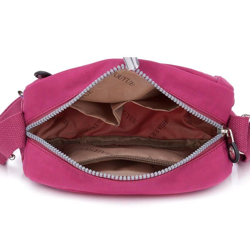 Dame Crossbody-veske Med Flere Lommer Vanntett Nylonveske